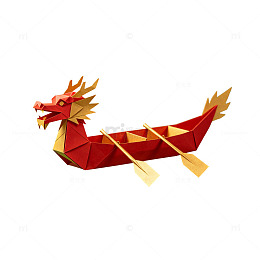 折纸风端午节龙舟手绘设计素材