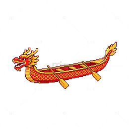 像素风端午节龙舟卡通设计素材