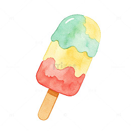 水彩风夏日冰棒手绘插画设计素材