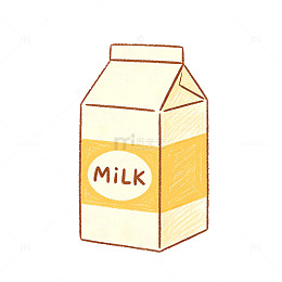 手绘风牛奶盒包装插画设计免抠素材
