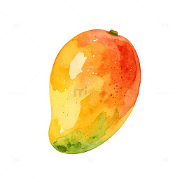 水彩风芒果水果手绘插画设计素材