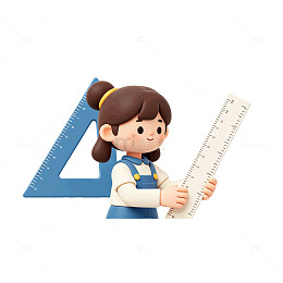 卡通风小女孩测量尺子设计素材