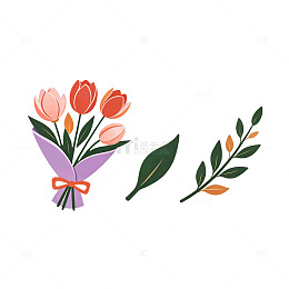 扁平风郁金香花束插画设计素材