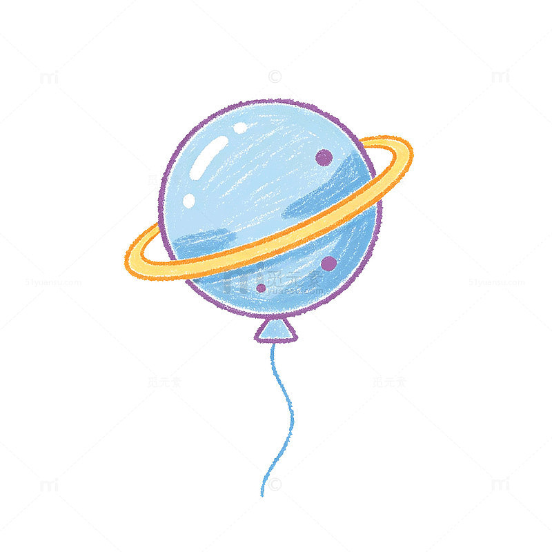 卡通风星球气球手绘插画设计素材