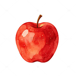 水彩风红苹果手绘插画设计素材