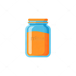 扁平风玻璃罐橙色液体设计素材