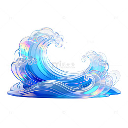 透明风海浪波纹玻璃质感设计素材