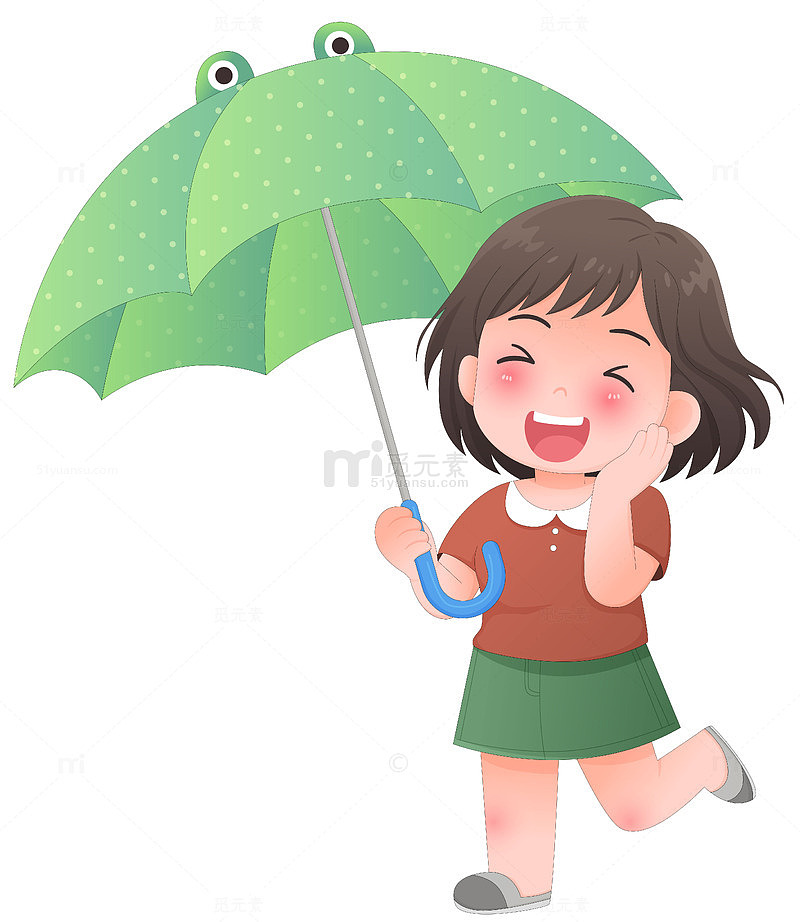 女孩撑雨伞遮阳伞夏天防中暑人物插画