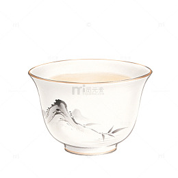 水墨风山水茶杯陶瓷设计素材