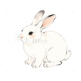 水彩风可爱小白兔手绘插画设计素材