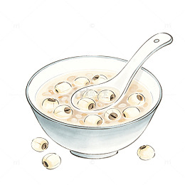 水彩风甜品汤圆手绘插画设计素材