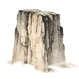 水墨风山石景观手绘插画设计素材