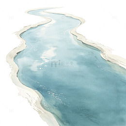 水彩风蜿蜒河流自然景观设计素材