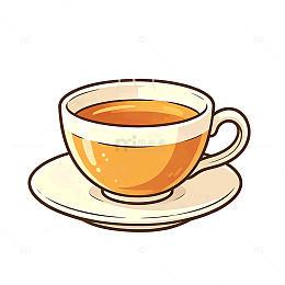 卡通风格茶杯插画设计素材