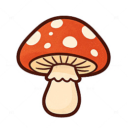 卡通风红色斑点蘑菇插画设计素材