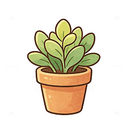 卡通风格盆栽绿植插画设计素材