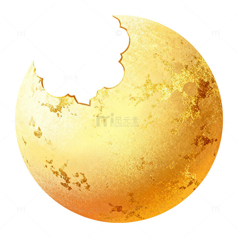 插画风被咬一口的月亮设计素材