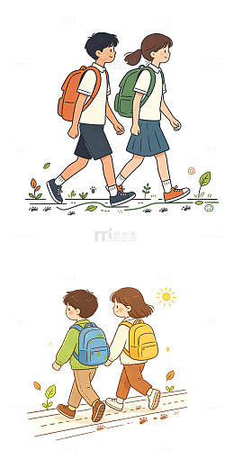 步行上学，绿色通勤，学生伙伴