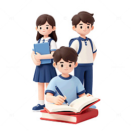 卡通风学生学习场景插画设计素材