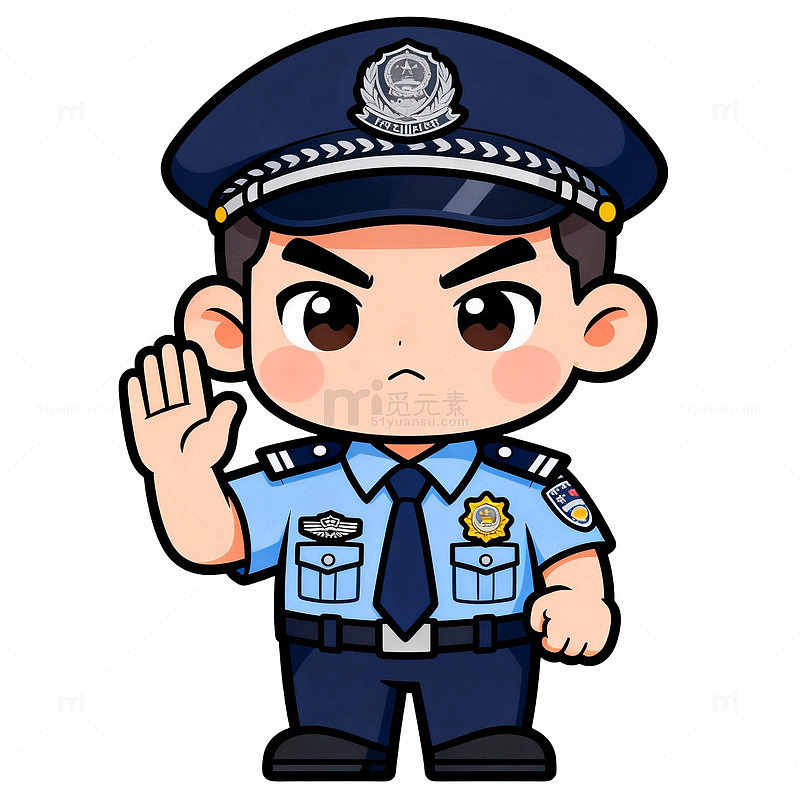 卡通风警察敬礼形象设计素材