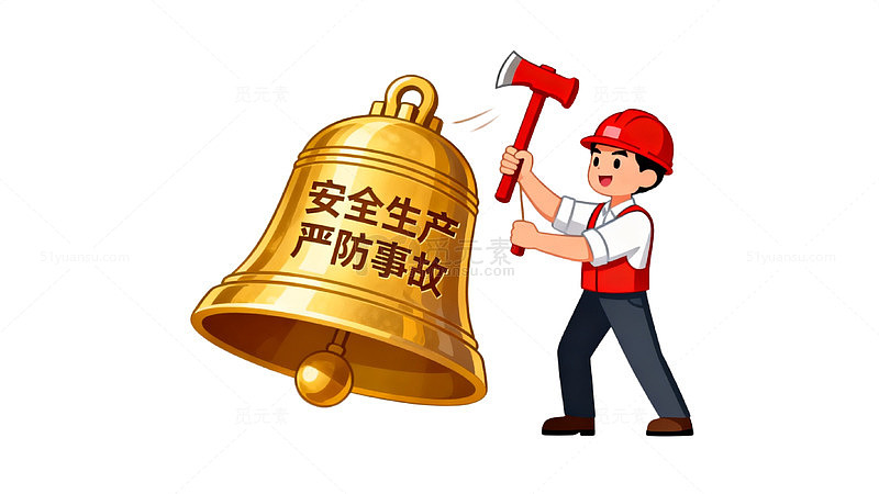 卡通风安全生产警示钟锤设计素材