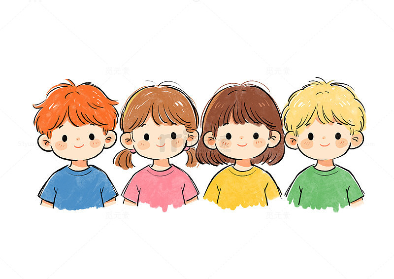 卡通风儿童幼儿人物学生小朋友插画设计素材