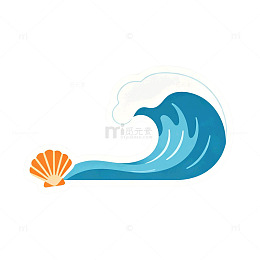卡通风海浪贝壳矢量设计素材