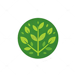 扁平风绿色植物叶子圆形图标设计素材