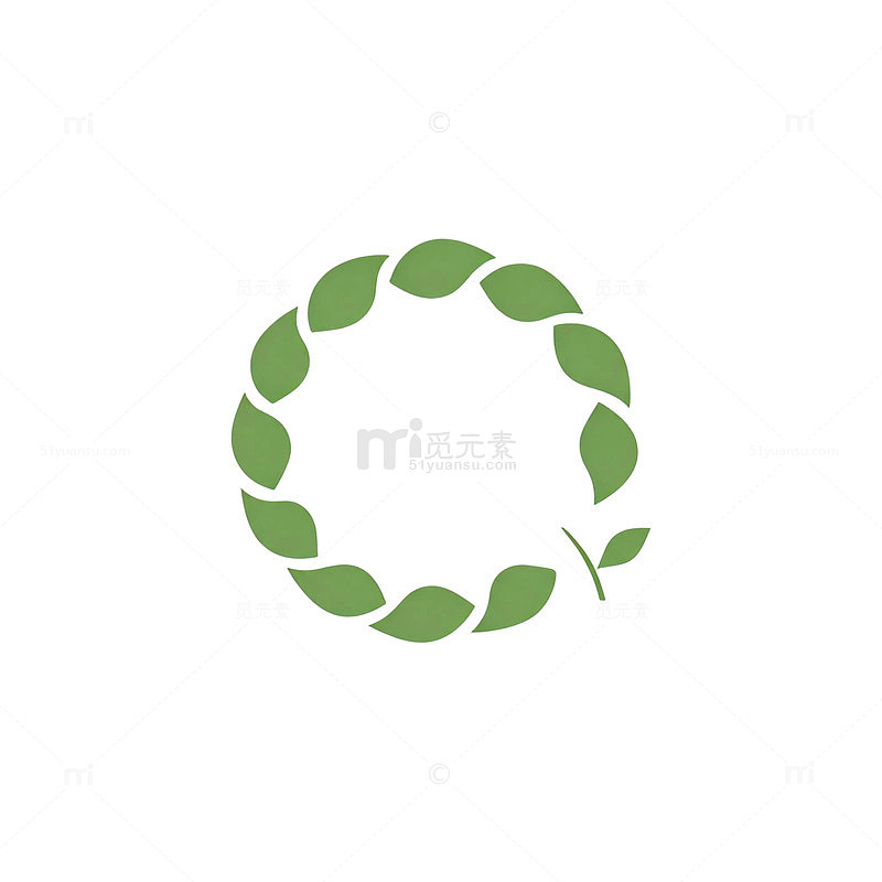 简约风绿色叶片环形标志设计素材