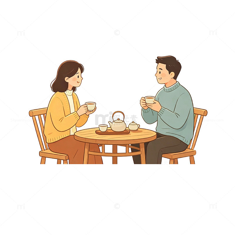 庭院品茶，秋日闲谈