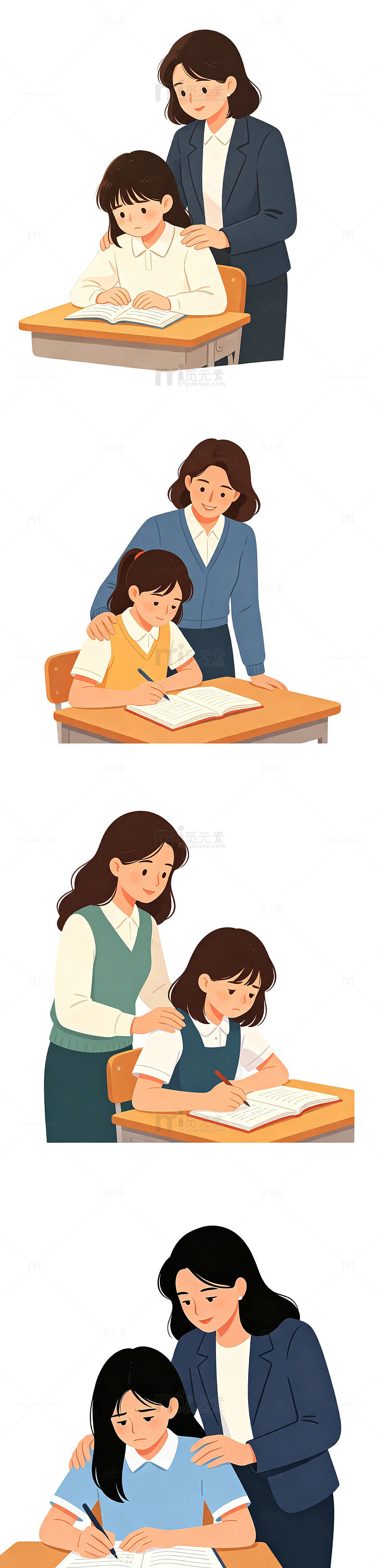 拍肩安慰，老师鼓励