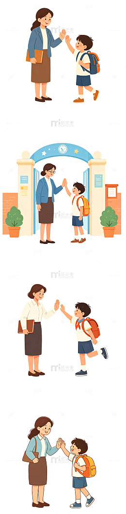 校门口击掌，放学告别