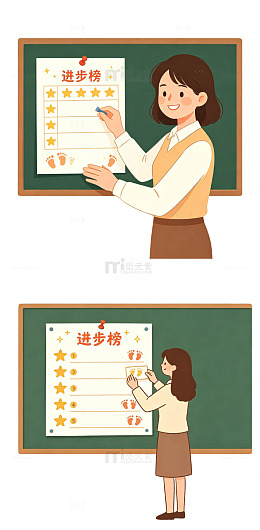 进步榜，教室后墙，鼓励学生