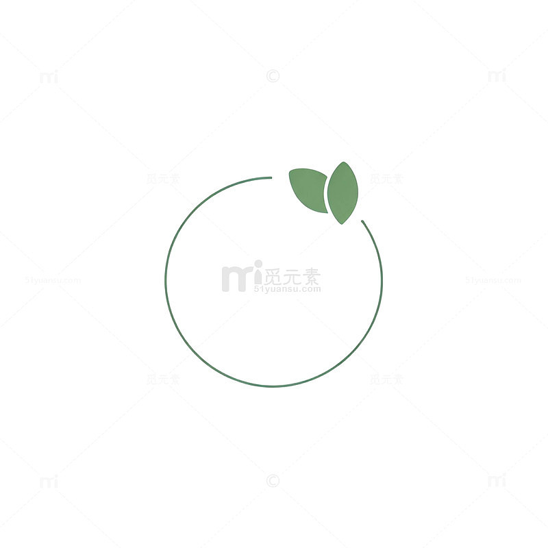 简约风绿叶圆形线条设计素材