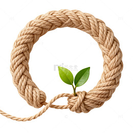 写实风环保绳结绿叶设计素材