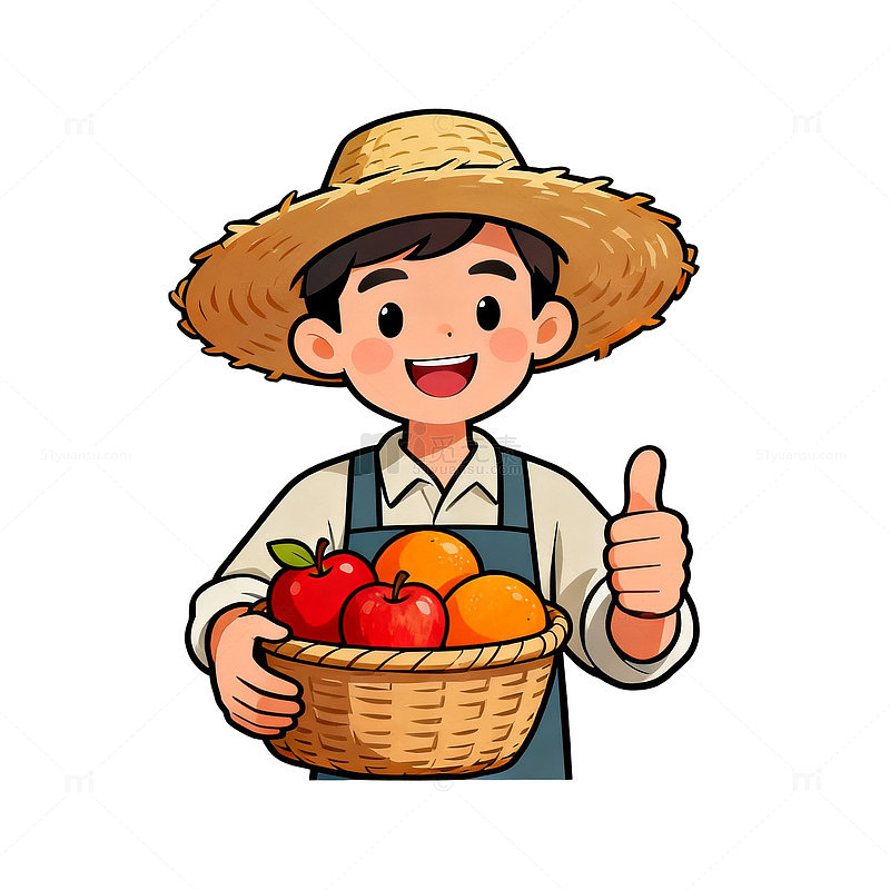 卡通风农民丰收水果篮设计素材