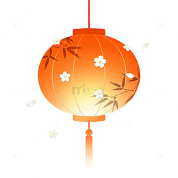 扁平风灯笼竹叶花卉插画设计素材