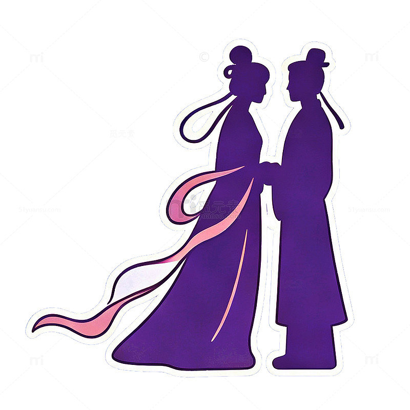 七夕元素一对深色情人