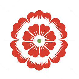几何风红色花卉图案矢量素材