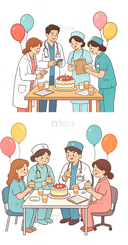 分享蛋糕，医护团队