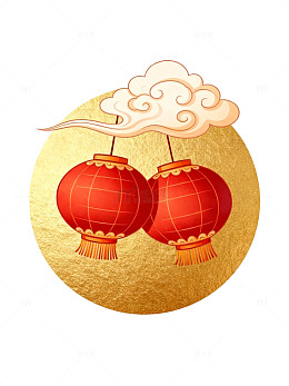 卡通风春节灯笼金色背景设计素材