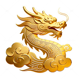金色祥云龙纹传统图案设计素材