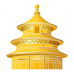 金色风格天坛建筑矢量设计素材
