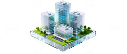 科技风未来城市建筑3D模型素材