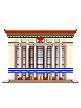 扁平风政府建筑插画设计素材