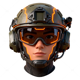 科幻风未来战士头盔3D模型素材
