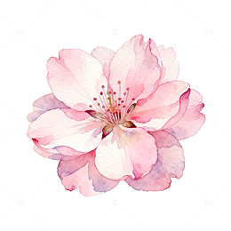 水彩风樱花绽放花卉插画素材
