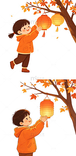 小灯笼，院子树枝，秋日小灯