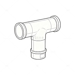 线稿风管道三通接头设计素材