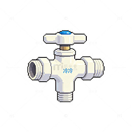 像素风冷水管阀手绘设计素材